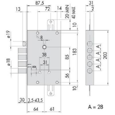 Serrure Change Facile 4 pênes saillie 3,5mm - CISA - CIS5766528A