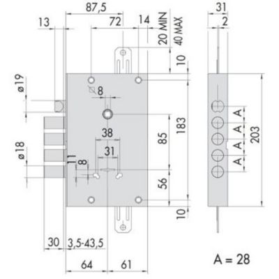 Serrure Change Facile 4 pênes saillie 3,5mm - CISA - CIS5766528A