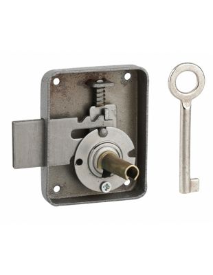 Serrure de meuble Paris pour porte d'ameublement, droite, axe 35mm, 60x70mm, gris, 1 clé - THIRARD