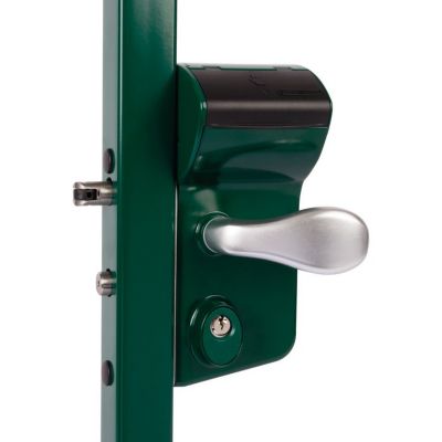Serrure de portail verte à code mécanique - Clé I - Axe 60 mm - LMKQ40 - Locinox