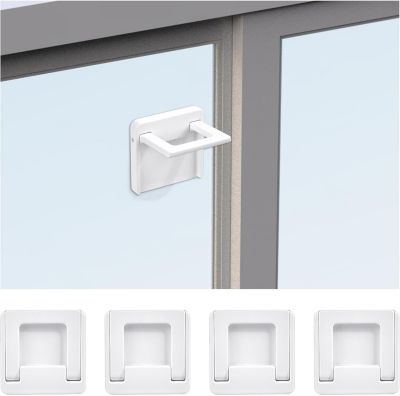 Serrure de porte coulissante, serrure de sécurité de fenêtre en 4 pièces avec tampon adhésif, aucun perçage requis