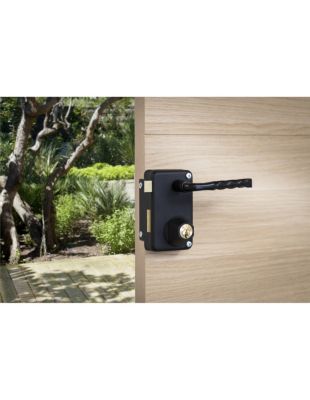 Serrure de sûreté verticale en applique 75 x 130 mm noire, cylindre 23 x 45 mm, gauche, modèle 000145