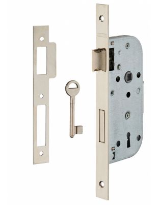 Serrure encastrable à clé pour porte de chambre, 1/2 tour, axe 40mm, bouts carrés, 1 clé - THIRARD