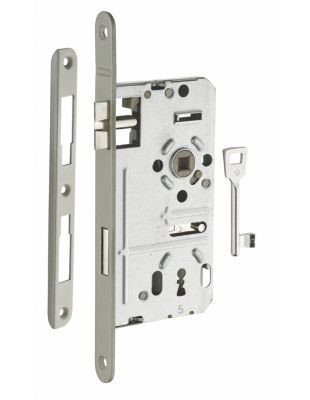 Serrure encastrable à clé pour porte de chambre, gauche, axe 55mm, bouts ronds, 1 clé - THIRARD