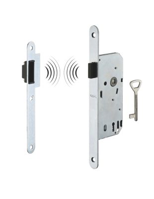 Serrure encastrable magnétique à clé pour porte de chambre, axe 40mm, bouts ronds - THIRARD