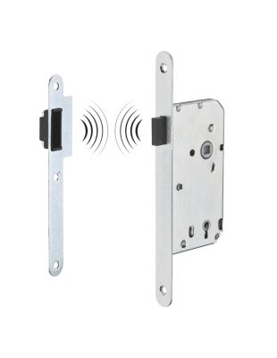 Serrure encastrable magnétique à clé pour porte de chambre, axe 50mm, bouts ronds, 1 clé - THIRARD
