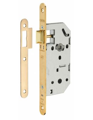 Serrure encastrable Monomax NF pour porte intérieure, axe 40mm, bouts ronds, têtière laitonnée - THIRARD