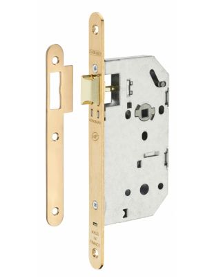 Serrure encastrable Monomax NF pour porte intérieure, axe 50mm, bouts ronds, têtière laitonnée - THIRARD