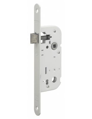 Serrure encastrable NF pour porte intérieure, axe 40mm, bouts ronds, blanc - THIRARD