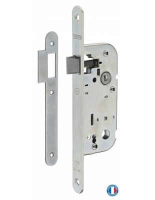 Serrure encastrable NF pour porte intérieure, axe 40mm, bouts ronds, zingué - THIRARD