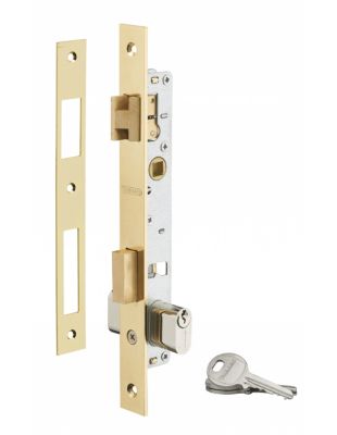 Serrure encastrable pour porte d'entrée avec cylindre en 30x30mm, axe 14mm, 3 clés  - THIRARD