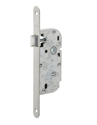 Serrure encastrable pour porte intérieure, axe 40mm, têtière inox, bouts ronds, zinc - THIRARD