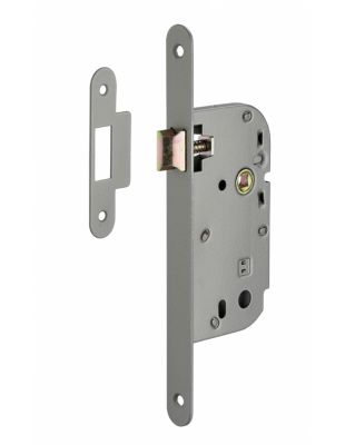 Serrure encastrable pour porte intérieure, axe 50mm, bouts ronds, gris métal - THIRARD