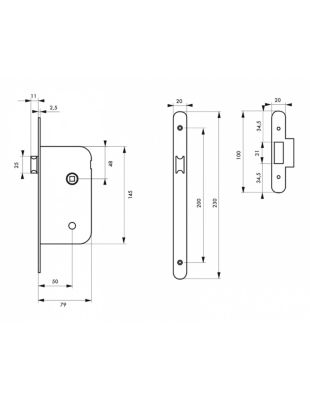 Serrure encastrable pour porte intérieure, axe 50mm, bouts ronds, zingué - THIRARD
