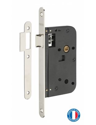 Serrure encastrable pour porte intérieure, axe 60mm, bouts ronds, nickelé - THIRARD
