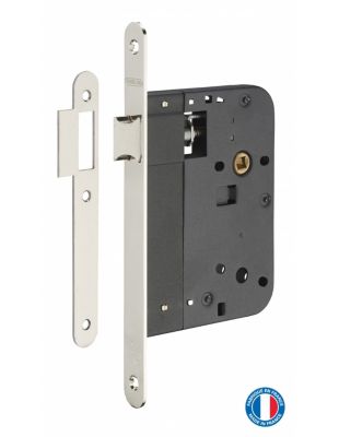 Serrure encastrable pour porte intérieure, axe 80mm, bouts ronds ...