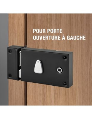 Serrure horizontale en applique à clé à fouillot pour portail, gauche, axe 56mm, 140x88mm, noir, 2 clés - THIRARD