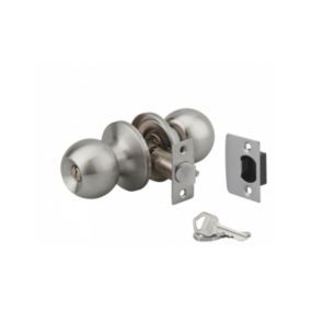 Serrure horizontale tubulaire en applique double entrée pour porte d'entrée, axe réglable, chromé mat, 3 clés - THIRARD
