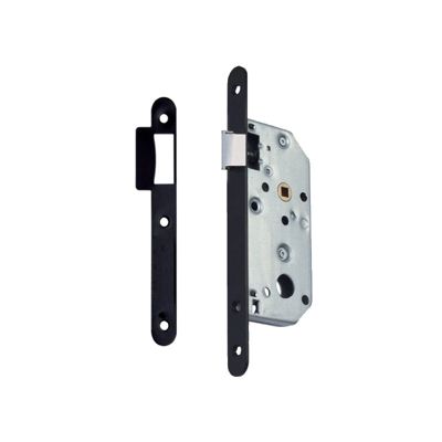 Serrure à larder D452 Bec de cane axe 50mm bout rond finition noir avec gâche - VACHETTE - 16093000