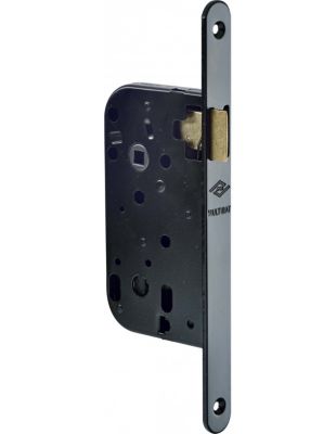 Serrure à larder MULTIBAT à bec de cane axe 50mm finition noir à bout rond sans gâche réversible  - JPM - 250000-02-1J