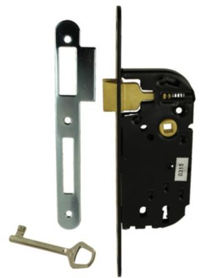 Serrure à larder MULTIBAT à pêne dormant et 1/2 tour axe 40mm fourni avec 1 clé sens droite finition noir - JPM - 000240-02-1X