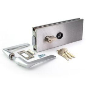 Serrure METALUX 9045 - Serrure de miroiterie pour portes en verre CLARIT Inox brossé avec Gâche Poignées Cylindre