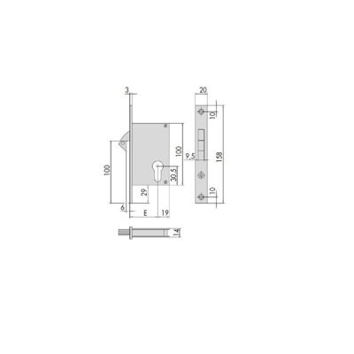 Serrure monopoint à larder profil étroit à crochet axe 30mm - CISA - CIS45110.30