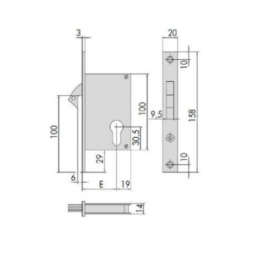 Serrure monopoint à larder profil étroit à crochet axe 30mm - CISA - CIS45110.30