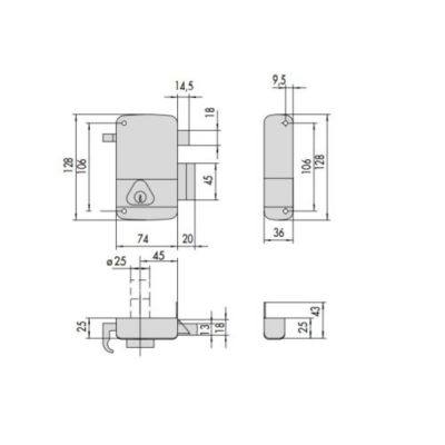 Serrure monopoint vertical tirage gauche cylindre de 45mm - CISA - 3005034000
