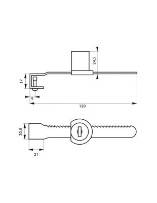Serrure pour vitrine à porte coulissante, nickelée, 2 clés - THIRARD