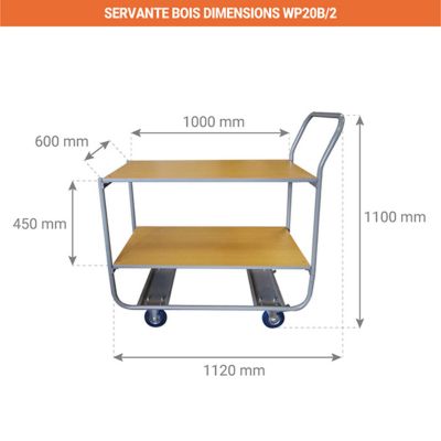 Servante 2 plateaux bois - 850 x 430 mm - capacité 200kg - WP20A/2