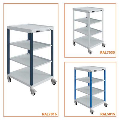 Servante d'atelier bleue - 4 Plateaux 700x1215mm - Charge max 150kg - W020060016-BIGC