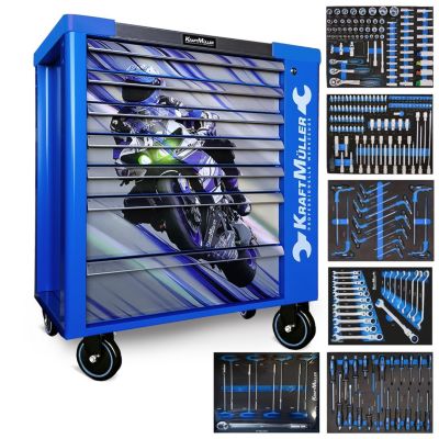 Servante d'atelier Kraft Muller KM-7/6 RACING-BLUE FLEX MOTO GP, 249 ...