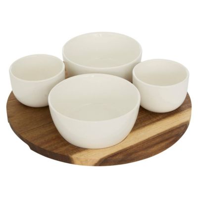 Service apéritif Elegance 5 pièces blanc D26xp6,5cm - Atmosphera