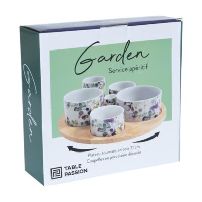 Service apéritif tournant Garden en porcelaine