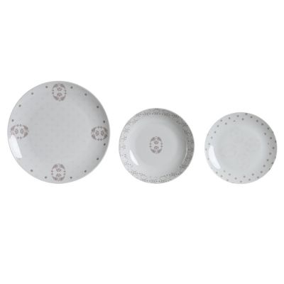 Service de table en porcelaine rose, 18 pièces, 27 x 27 x 3 cm