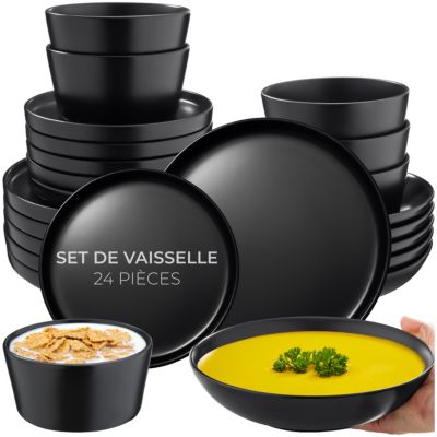 Service de vaisselle pour 6 personnes noir