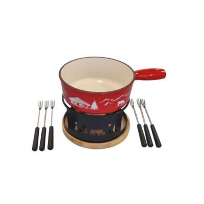 Service à fondue rouge Table&cook 3008189SETF-22 montagne rouge & chamonix