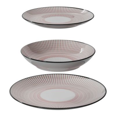 Service vaisselle en porcelaine 18 pièces Rouge, H. 2.4 cm, LUNIS