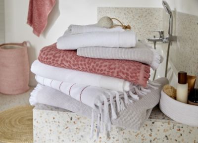 Serviette de bain blanche et mango 140 x 70 cm, GoodHome Sary