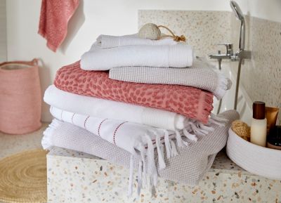 Serviette de bain rose terracotta 140 x 70 cm, GoodHome Sary