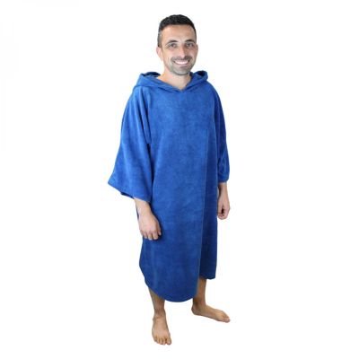 Serviette poncho de bain ou de plage - Adulte - Bleu - Vivezen