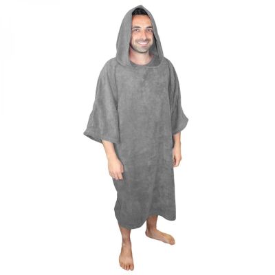 Serviette poncho de bain ou de plage - Adulte - Gris - Vivezen