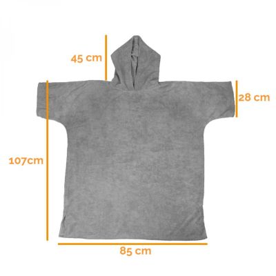 Serviette poncho de bain ou de plage - Adulte - Gris - Vivezen