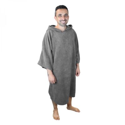 Serviette poncho de bain ou de plage - Adulte - Gris - Vivezen