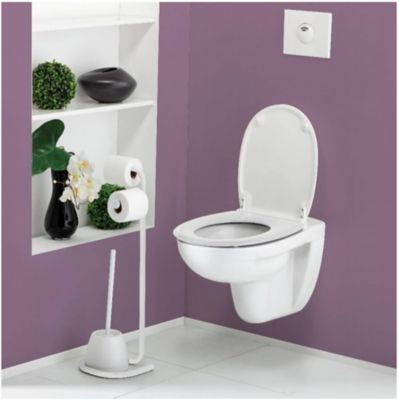Serviteur WC Allibert Easy en métal coloris blanc l.23 x P.19 x H 68 cm