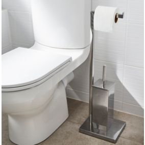 Brosse WC ronde et dérouleur papier WC de 24 cm en laiton avec finition  chromée Kassandra - Habitium®