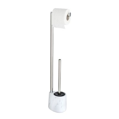 Serviteur WC effet marbre Blanc, L. 13 x l. 9 x H. 72 cm, ADRADA