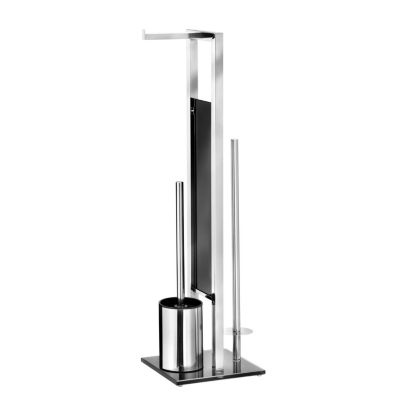 Serviteur WC en acier et verre Argent, L. 20 x l. 18 x H. 70 cm, RIVALTA