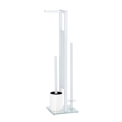 Serviteur WC en acier et verre Blanc, L. 20 x l. 18 x H. 70 cm, RIVALTA